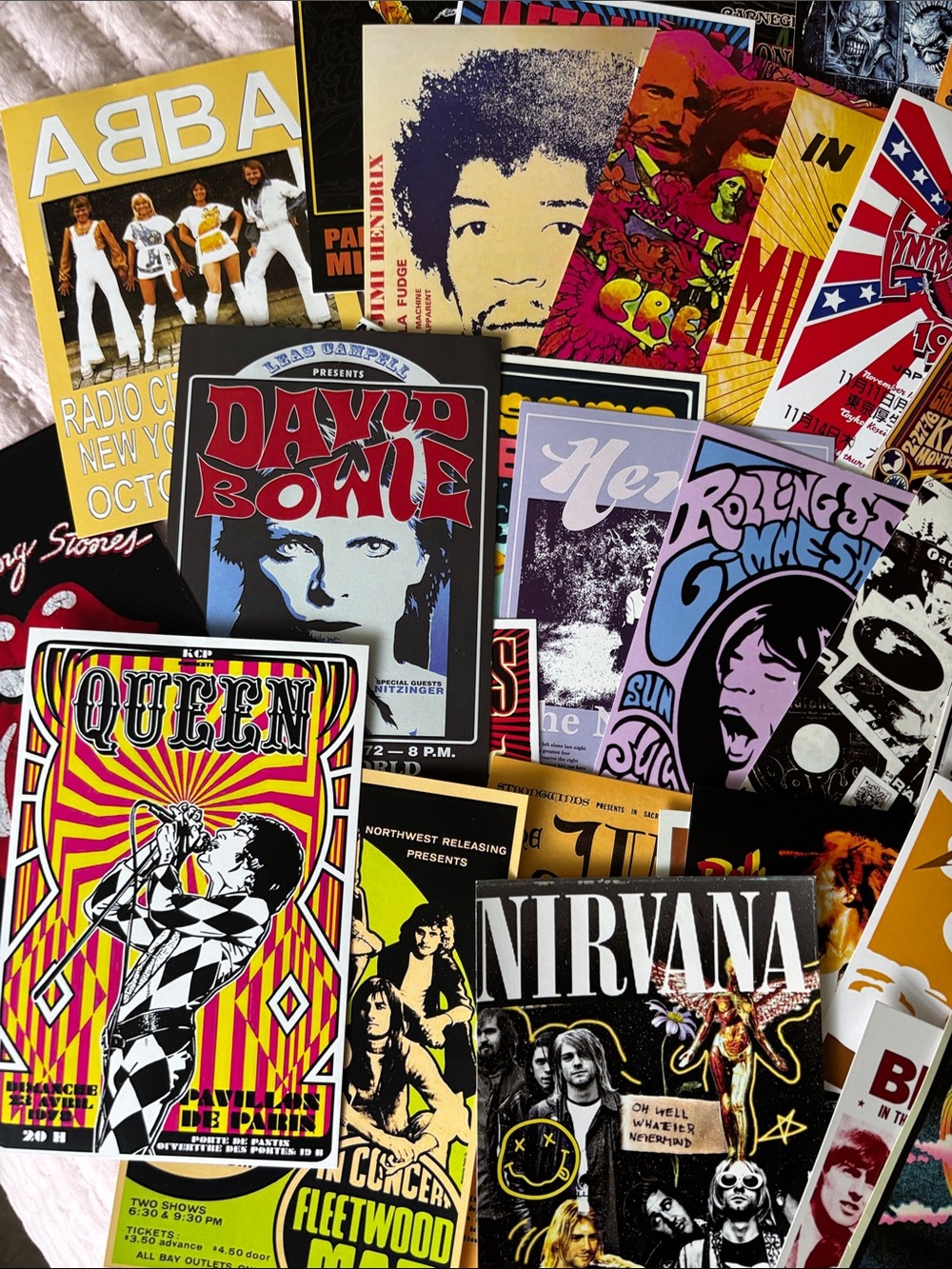 Vintage Rock Poster Lot - Colorful Band Art - Picture 2 of 3